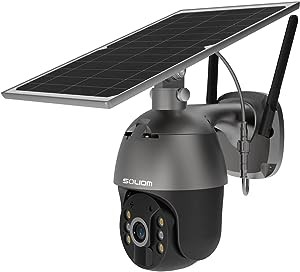 SOLIOM S600 3G/4G LTE outdoor solar cellular security camera wireless, translation tilt 360° perspective spotlight, 1080p night vision, two-way call, PIR motion sensor, no WiFi, US version